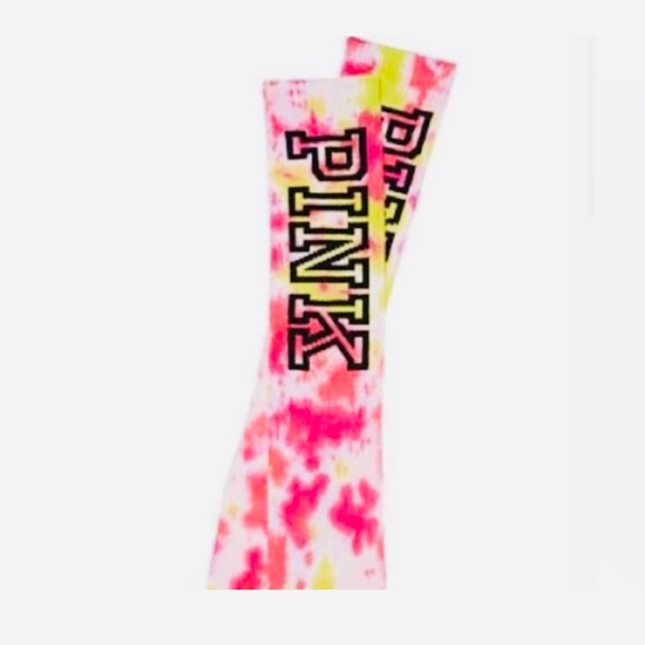 NWT PINK VICTORIA’S SECRET KNEE HIGH SOCKS IN PINK/YELLOW  TIE DYE - Picture 4 of 5